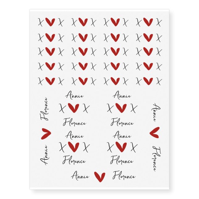 X Love X Lesbian Couple Name Temporary Tattoos (Front)