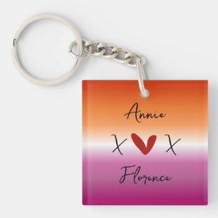 X Love X Sunset Lesbian Flag Acrylic Keychain