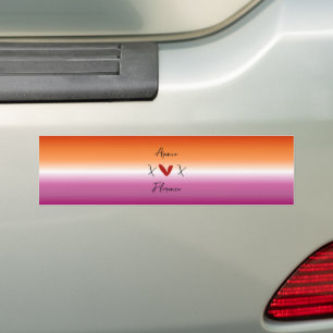 X Love X Sunset Lesbian Flag Bumper Sticker
