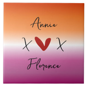 X Love X Sunset Lesbian Flag Ceramic Tile