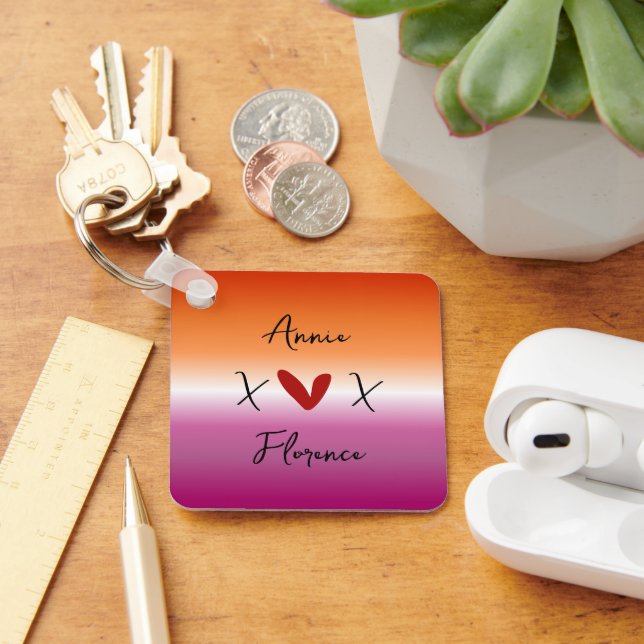 X Love X Sunset Lesbian Flag Keychain (Desk)