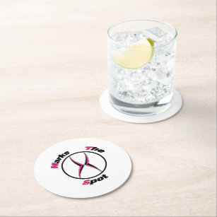 X marks the spot  round paper coaster