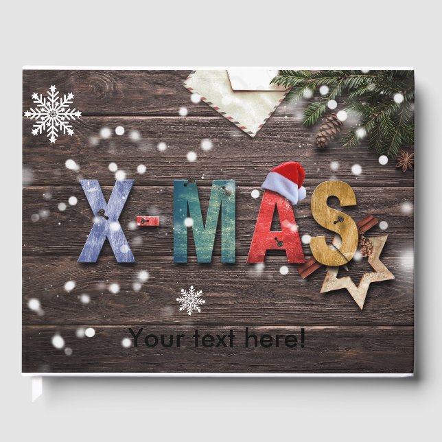X-Mas colorful letters Guest Book (Front)