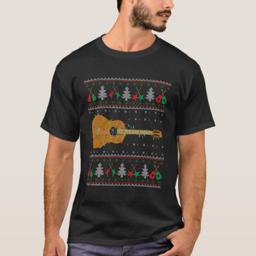 X_Mas Lights Guitar Ugly Family T_Shirt
