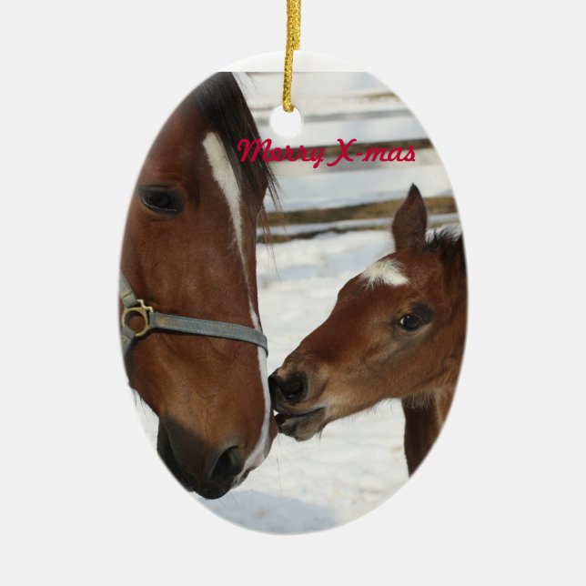 X-mas ornament/mare & foal ceramic ornament (Front)