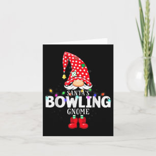 X-mas Santa's Bowling Gnome Christmas Matching Card