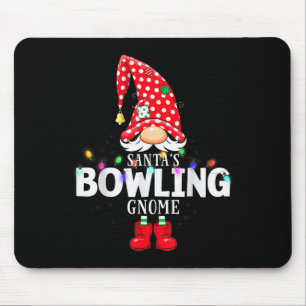 X-mas Santa's Bowling Gnome Christmas Matching Mouse Pad