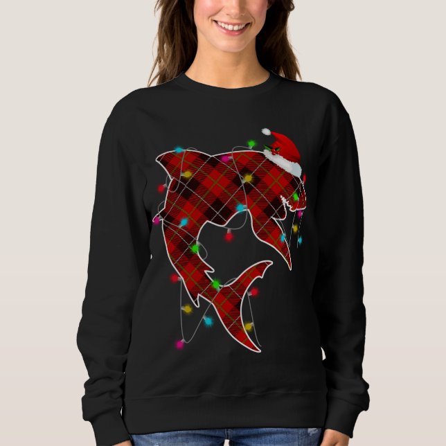 X-Mas Shark Ocean Sea Fish Christmas Lights Whale  Sweatshirt (Front)