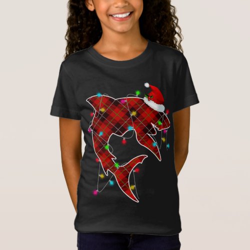 X_Mas Shark Ocean Sea Fish Christmas Lights Whale  T_Shirt