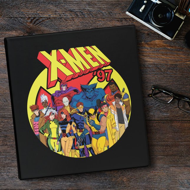 X-Men '97 Character Group Graphic 3 Ring Binder (Binder on desk)
