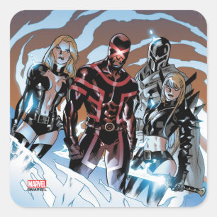 X-Men Emma Frost, Cyclops, Magneto, & Magik Square Sticker