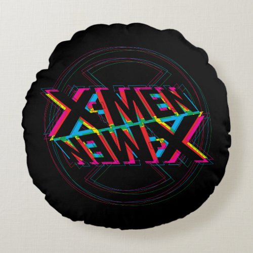 X_Men  Neon Offset Lined Logo Round Pillow