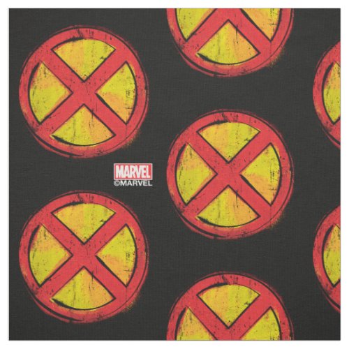X_Men  Red and Yellow Spraypaint X Icon Fabric