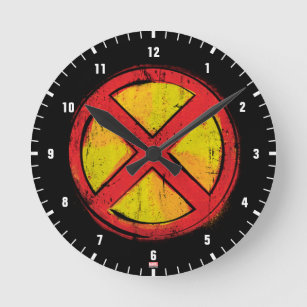X-Men   Red and Yellow Spraypaint X Icon Round Clock