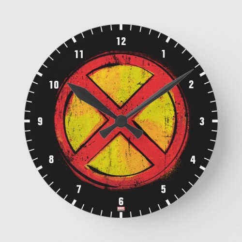 X_Men  Red and Yellow Spraypaint X Icon Round Clock