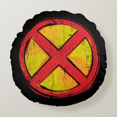 X_Men  Red and Yellow Spraypaint X Icon Round Pillow