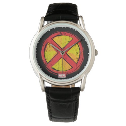 X_Men  Red and Yellow Spraypaint X Icon Watch