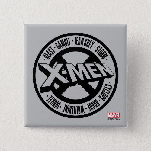 X_Men  Team Member Names Badge Button