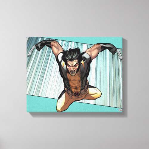X_Men  Wolverine Leaping Down Comic Panel Canvas Print