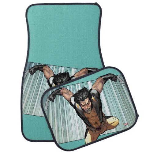 X_Men  Wolverine Leaping Down Comic Panel Car Floor Mat