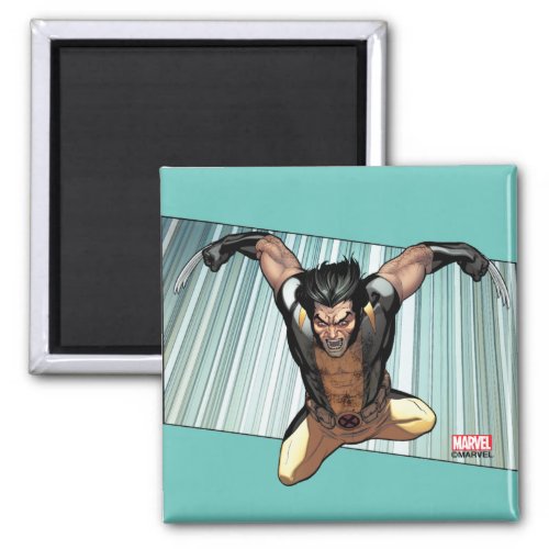 X_Men  Wolverine Leaping Down Comic Panel Magnet