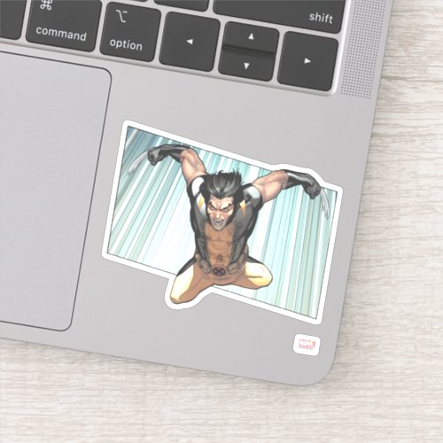 X_Men  Wolverine Leaping Down Comic Panel Sticker