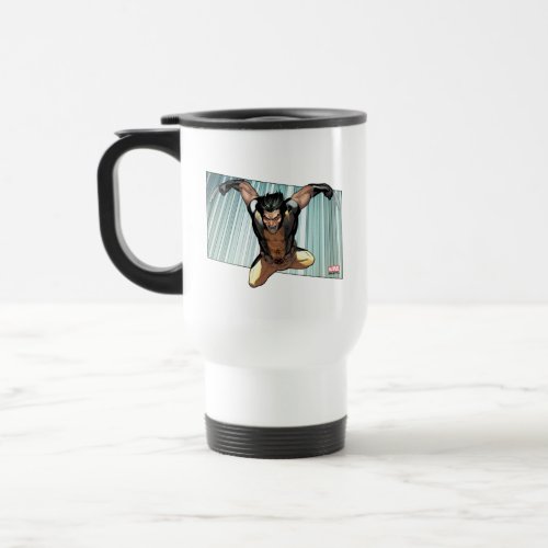 X_Men  Wolverine Leaping Down Comic Panel Travel Mug