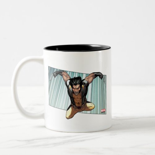 X_Men  Wolverine Leaping Down Comic Panel Two_Tone Coffee Mug