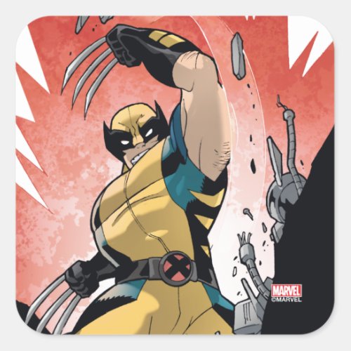 X_Men  Wolverine Slashing Machine Comic Panel Square Sticker