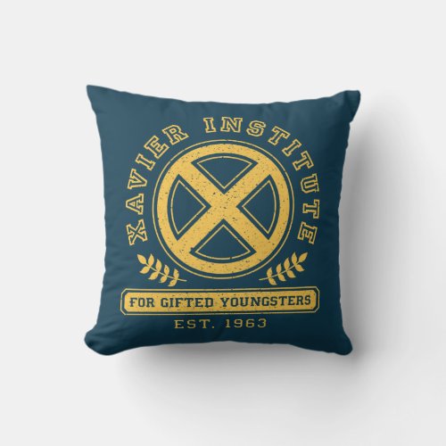 X_Men  Worn Xavier Institute Collegiate Graphic Throw Pillow