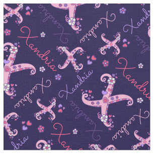X monogram and personalized name Willow fabric