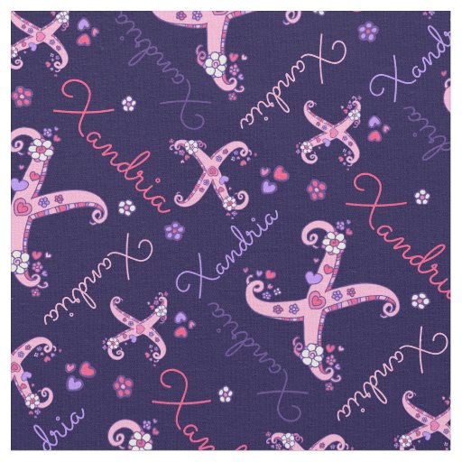 X monogram and personalized name Willow fabric