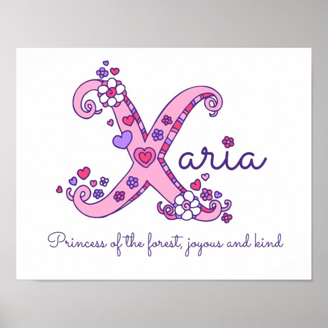 X monogram art Xaria girls name meaning poster (Front)