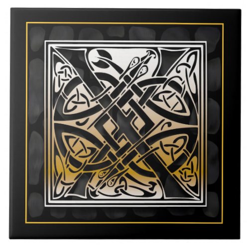 X Monogram Celtic Black Stone Ceramic Tiles