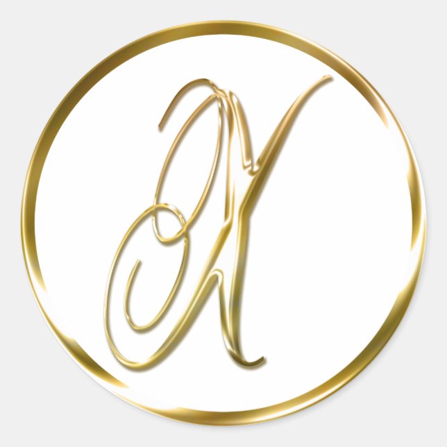 X Monogram Faux Gold Envelope Or Favor Seal (Front)