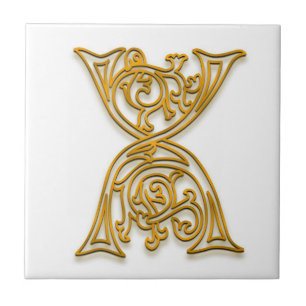 X Monogram "Irish Gold" Ceramic Tile