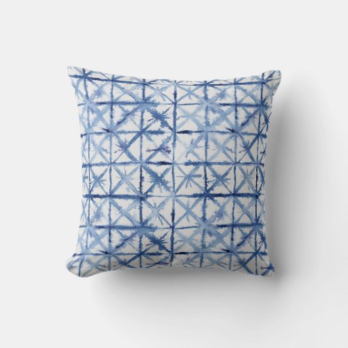 X Pattern Shibori Asian Japanese Watercolor Throw Pillow