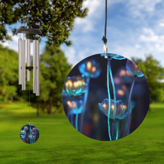 X-Ray Blue Glow Flowers Wind Chime