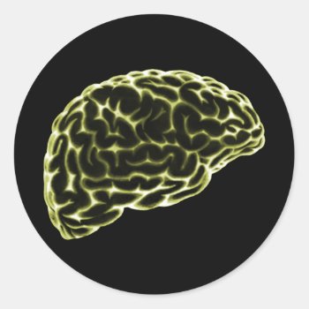X-ray Brain Side View Yellow Classic Round Sticker by VoXeeD at Zazzle