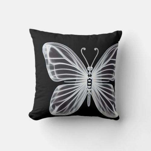 X_Ray Butterfly 1 _ BW Throw Pillow