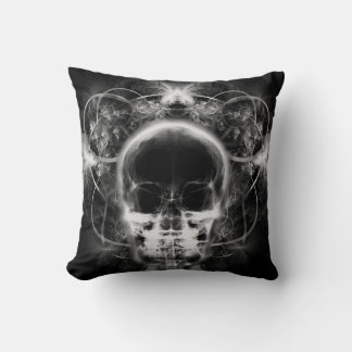 X-Ray Butterfly Fractal Skull - B&W Throw Pillow
