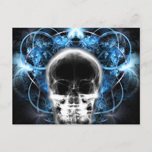  X_Ray Butterfly Fractal Skull _ Blue Postcard