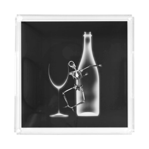 X_Ray Celebration Skeleton  Wine _ BW Acrylic Tray