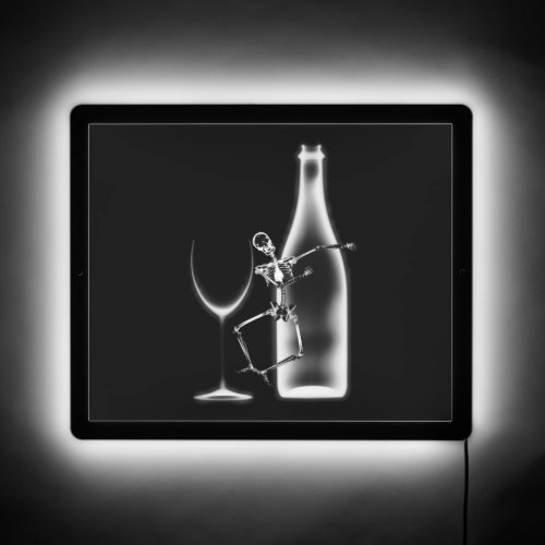 X_Ray Celebration Skeleton  Wine _ BW LED Sign