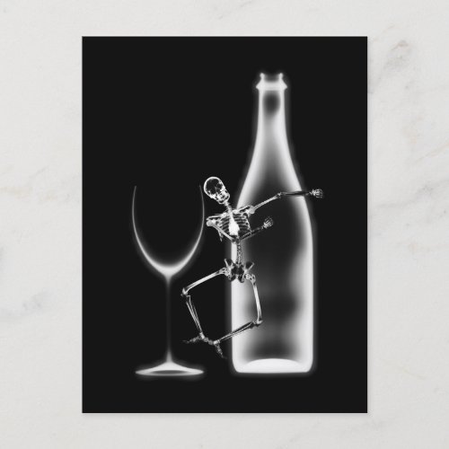 X_Ray Celebration Skeleton  Wine _ BW Postcard