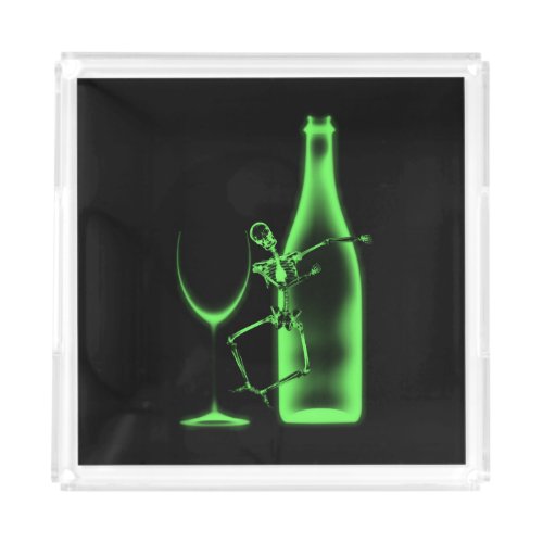 X_Ray Celebration Skeleton  Wine _ Green Acrylic Tray