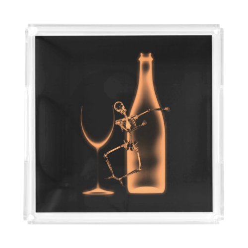 X_Ray Celebration Skeleton  Wine _ Orange  Acrylic Tray