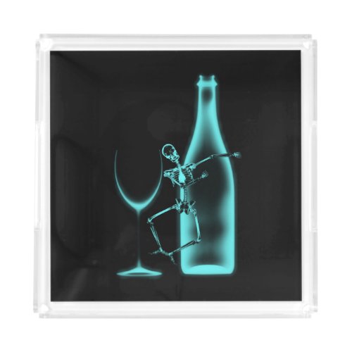 X_Ray Celebration Skeleton  Wine _ Teal Acrylic Tray