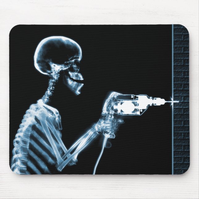 X-RAY CONSTRUCTION SKELETON DRILLING BLUE MOUSE PAD (Front)