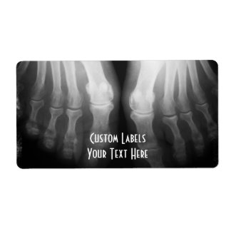 X-Ray Feet Human Skeleton Bones Black & White Label